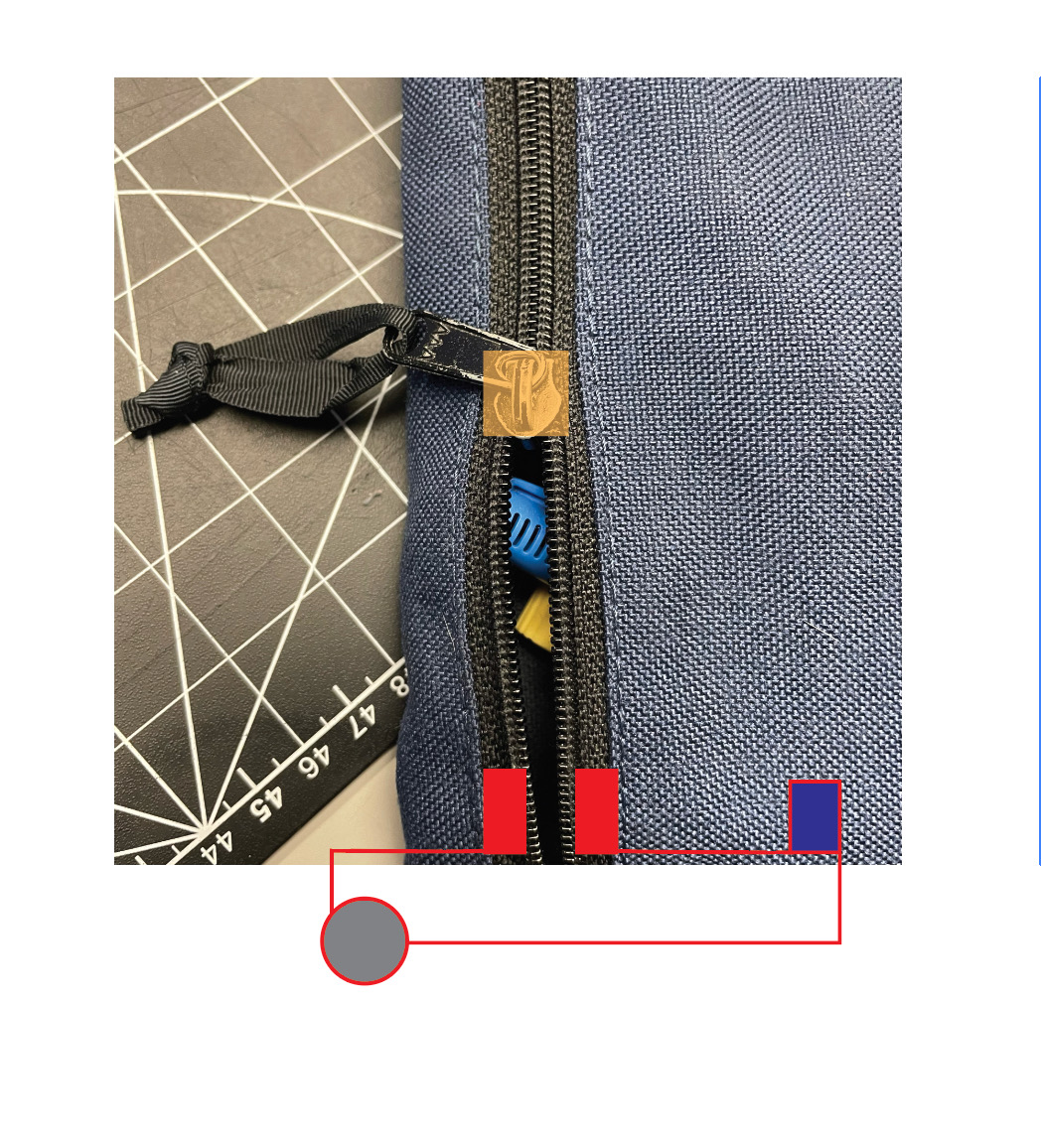 A circuit that shows a non-wearable circuit that closes when the zipper is closed, causing the LED's to activate as the zipper connects the two parts of the circuit.