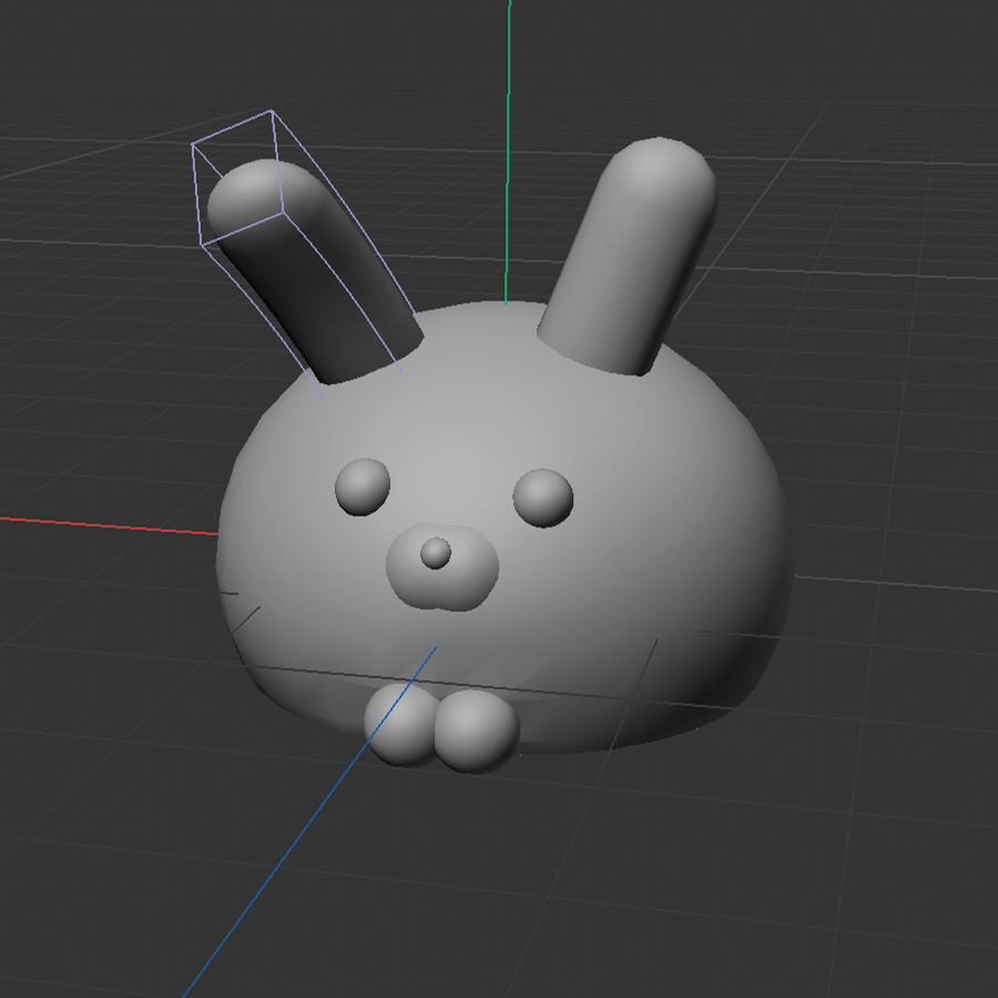Refined the shape of the bunny, adding a bend effect to the ear to make it more like the actual object. Also used the boolean tool to make it flat on the bottom by putting a cube where I want to remove.