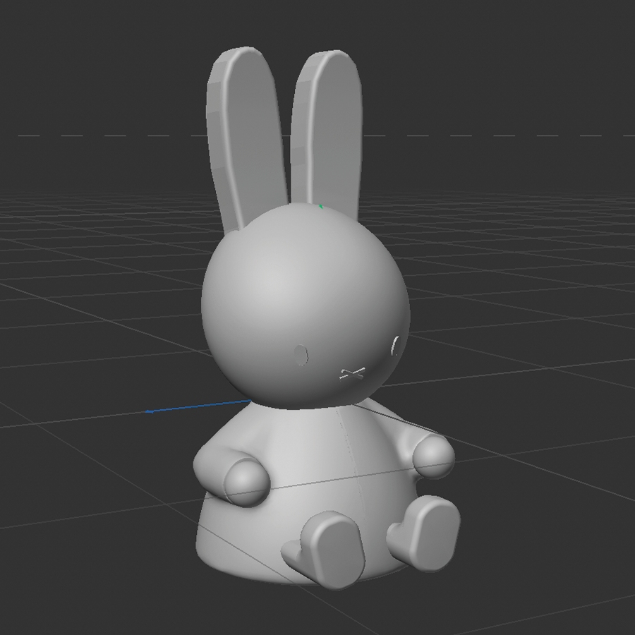 Connected the arms to the body with the connect tool, which I then made smoother with the sculpting tool. I also added the eyes and mouth, which are just thickened spline polygons which I traced from the reference image. For the legs/feet, I just amde some extrusions from a simple cube shape, then smoothened the edges using the bevel tool, and made some final adjustments with sculp.