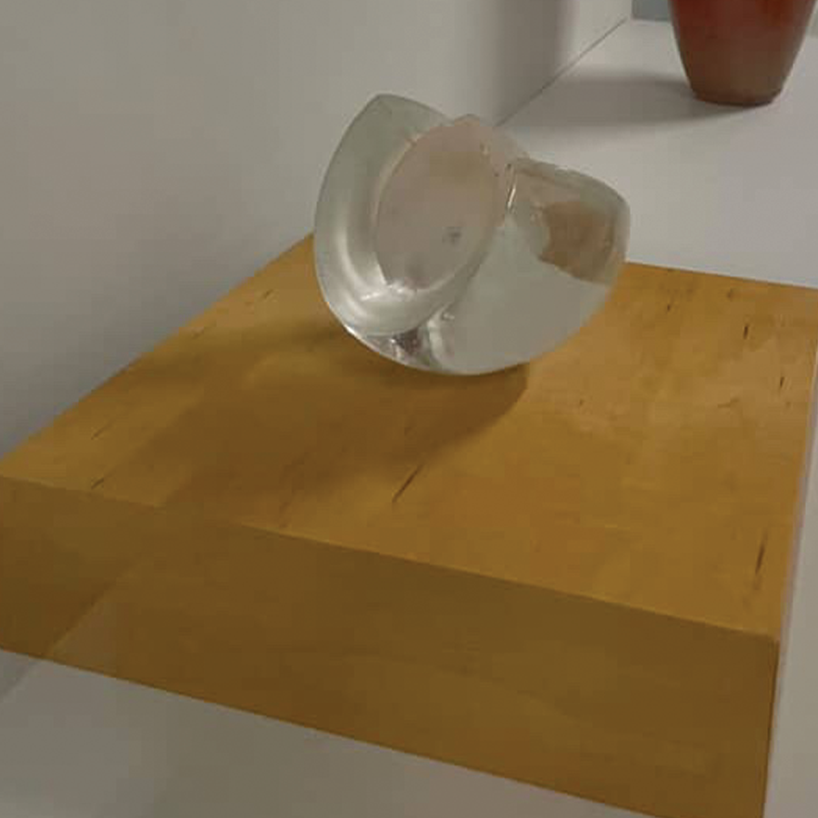 This is an image of a glass sculpture, created from a student part of the craft and design glass program.