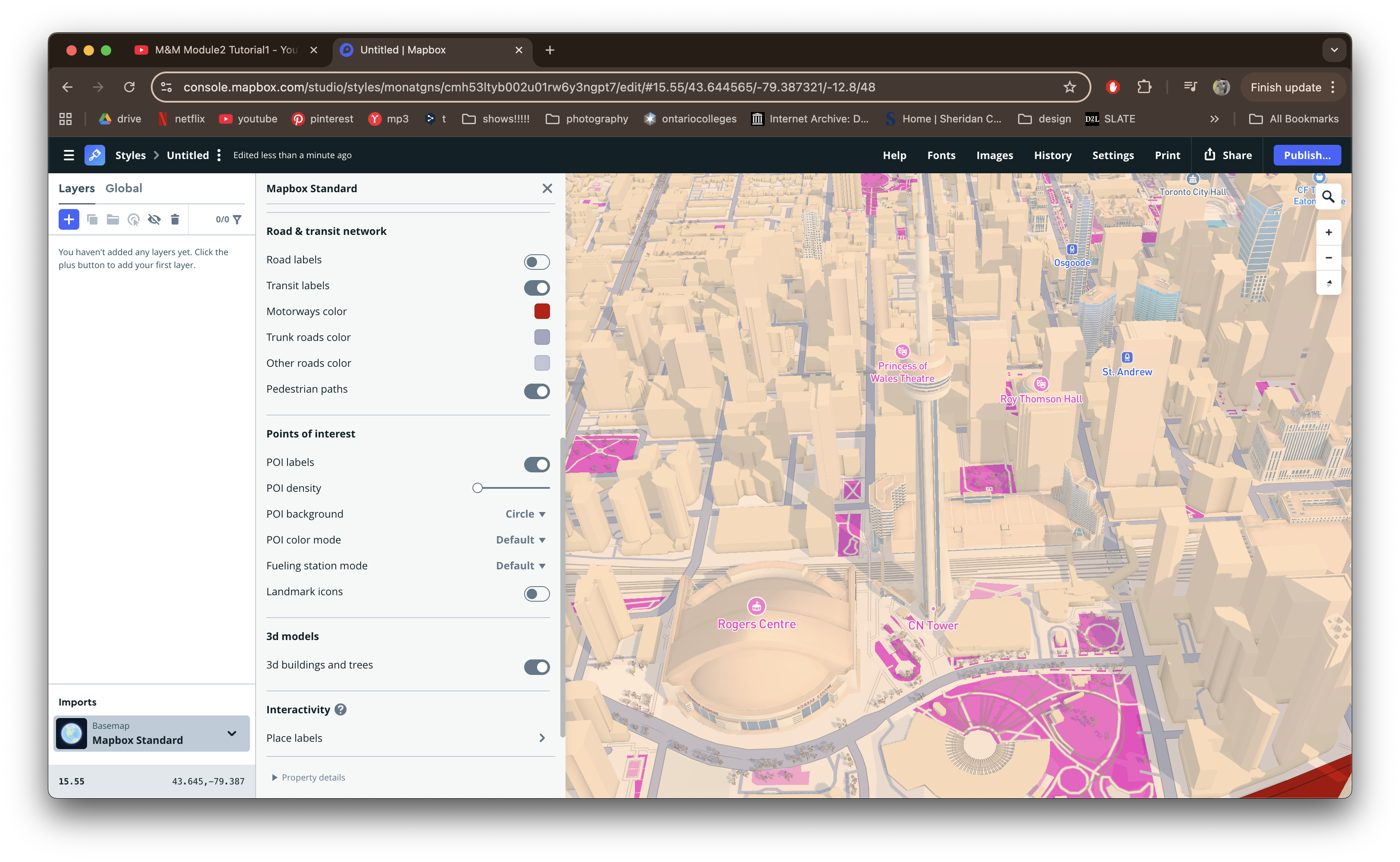 Discovering the specific ways to alter the appearance of map features, such as changing the colour of the buildings and greenspace.