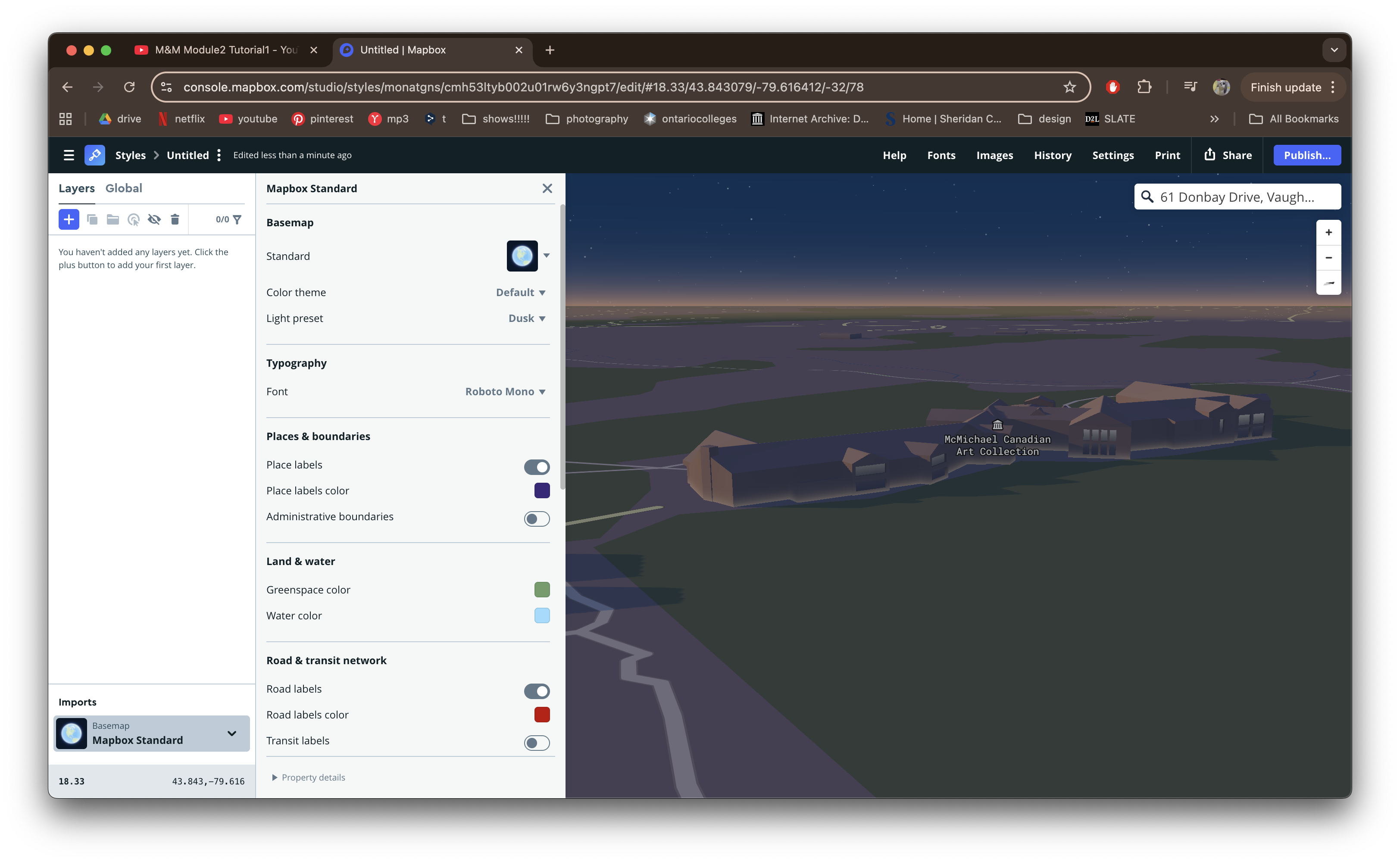 Added labels, and toggled 3D buildings to be visible.