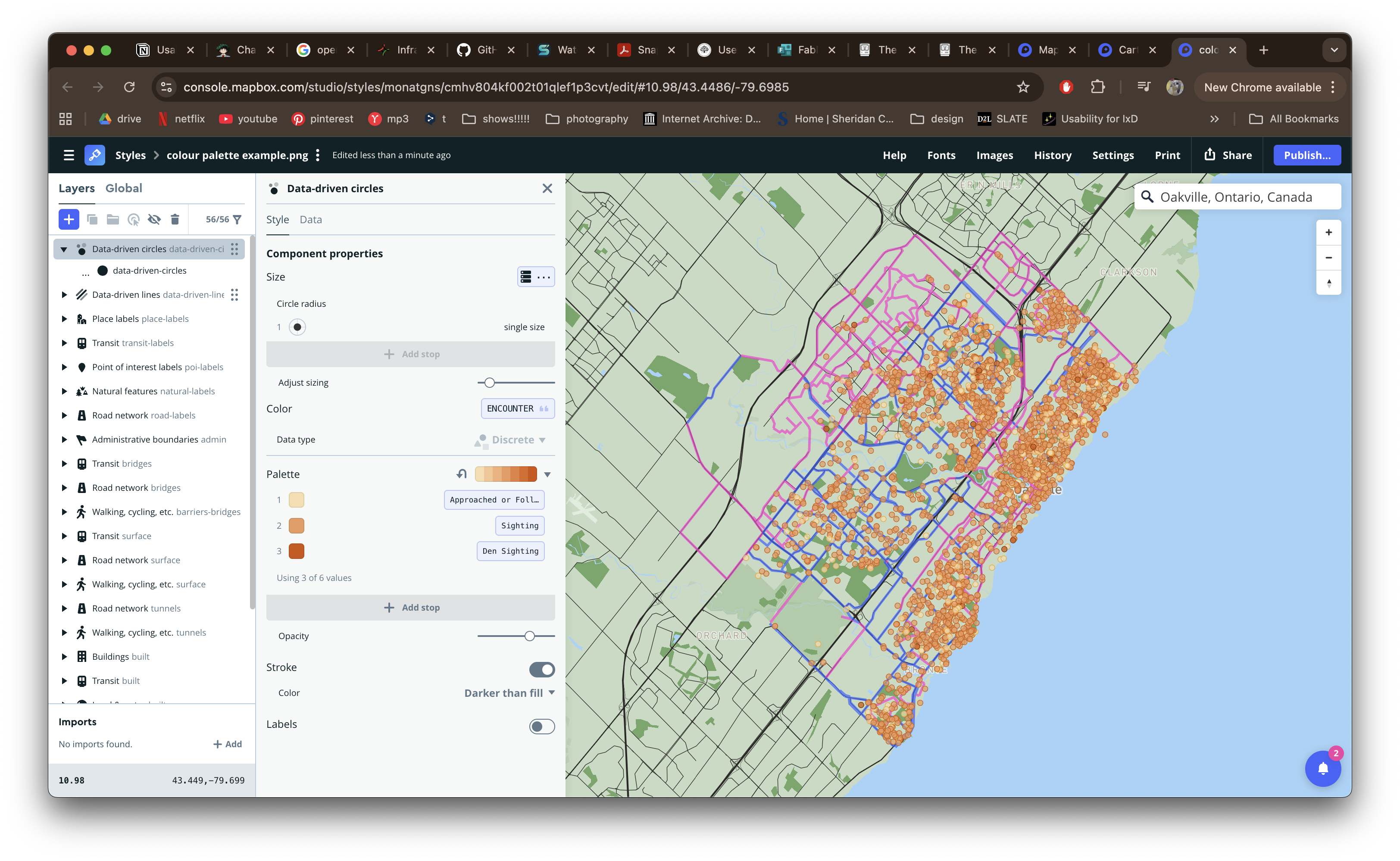 Selected the part of the data set that shows whether the sighting involved a den sighted, the person being followed or approached, or if it was just a sighting.