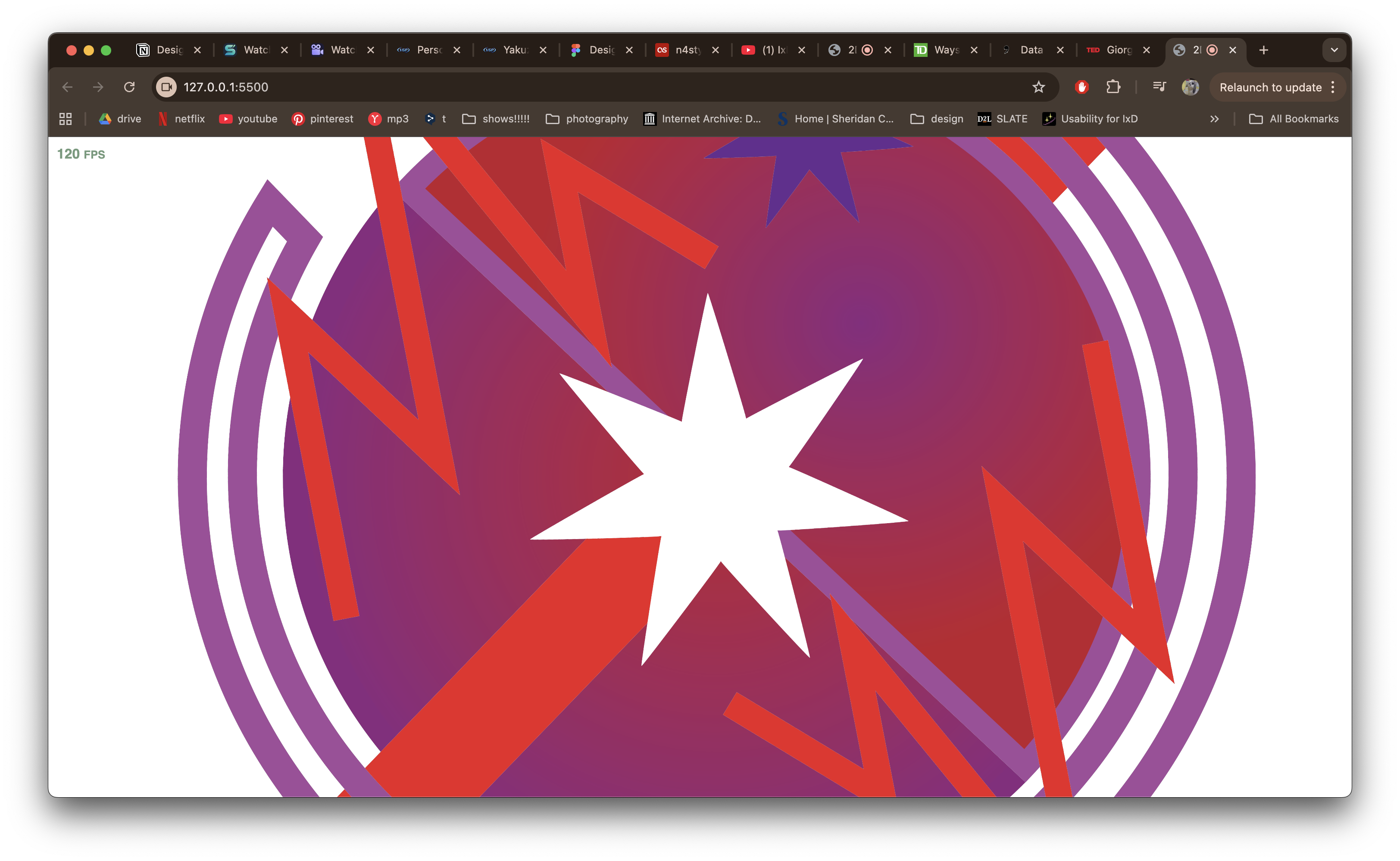 How it initially looked on the website. The size of each object was too big in this screenshot, as I remained a far distance from the screen and it still looked too close.