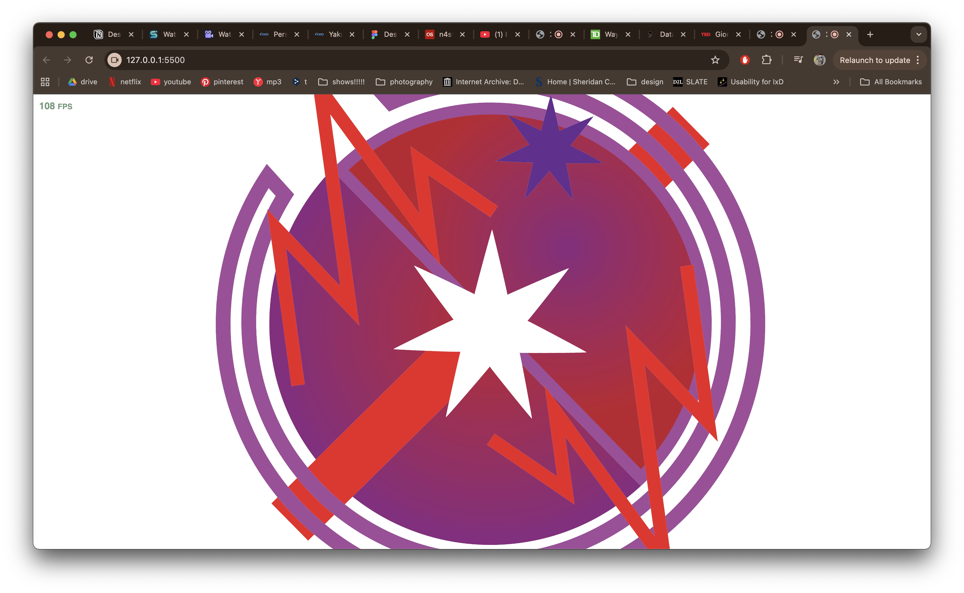 My second iteration, in which I reduced the size of each object. I figured that it was still too big.