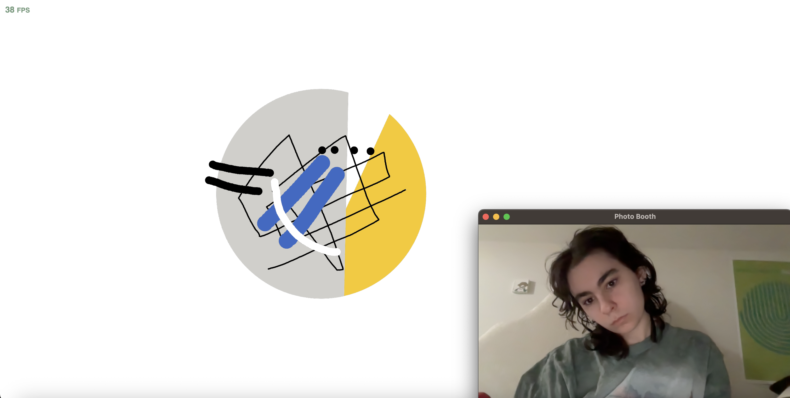 Initial experimentation with different angles and distances from the screen to see how the different pieces of the default/example composition would react to my movements.